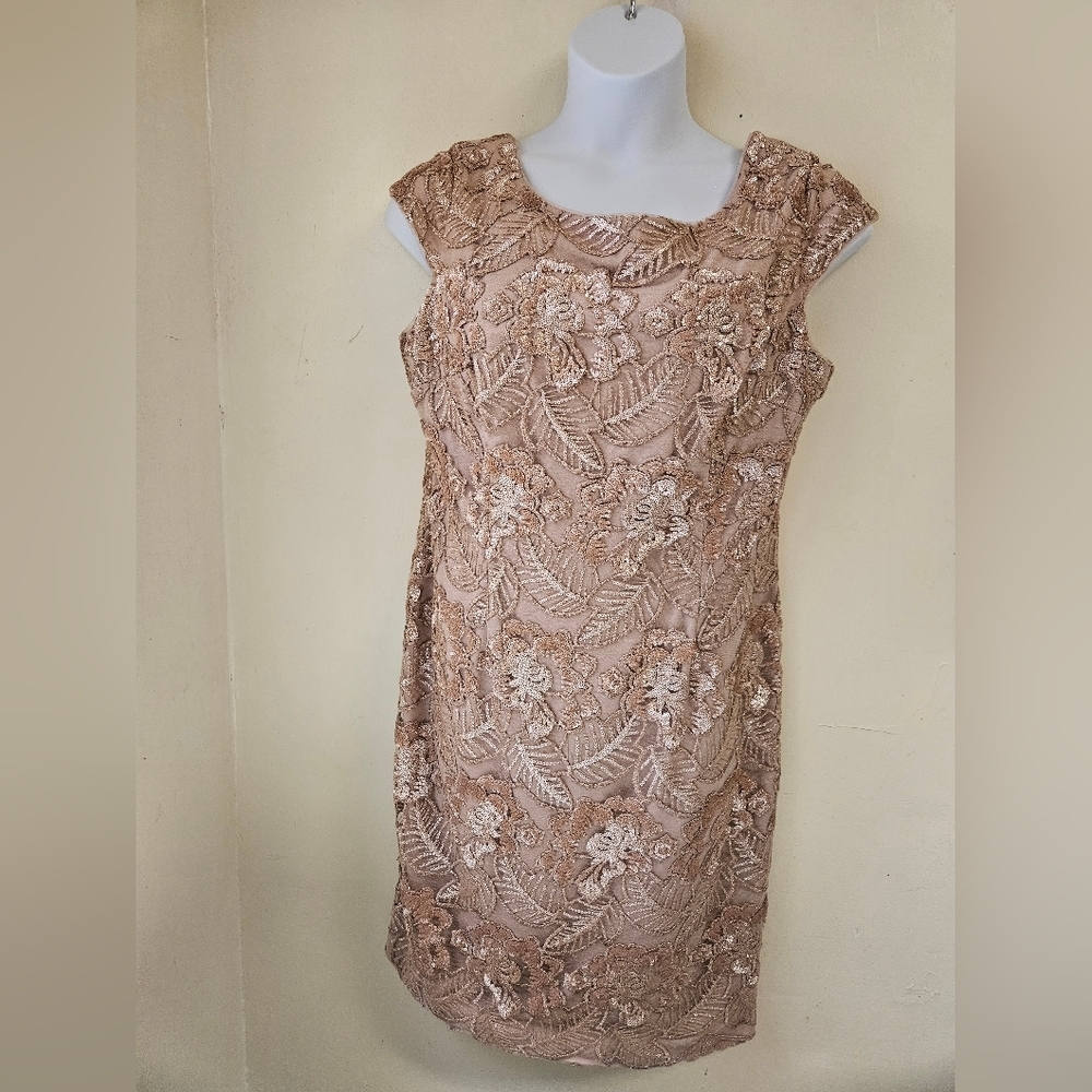 Alex Evenings -Women's Gold Sequin Pencil Dress Women's 16P Cocktail, Party - Picture 4 of 12